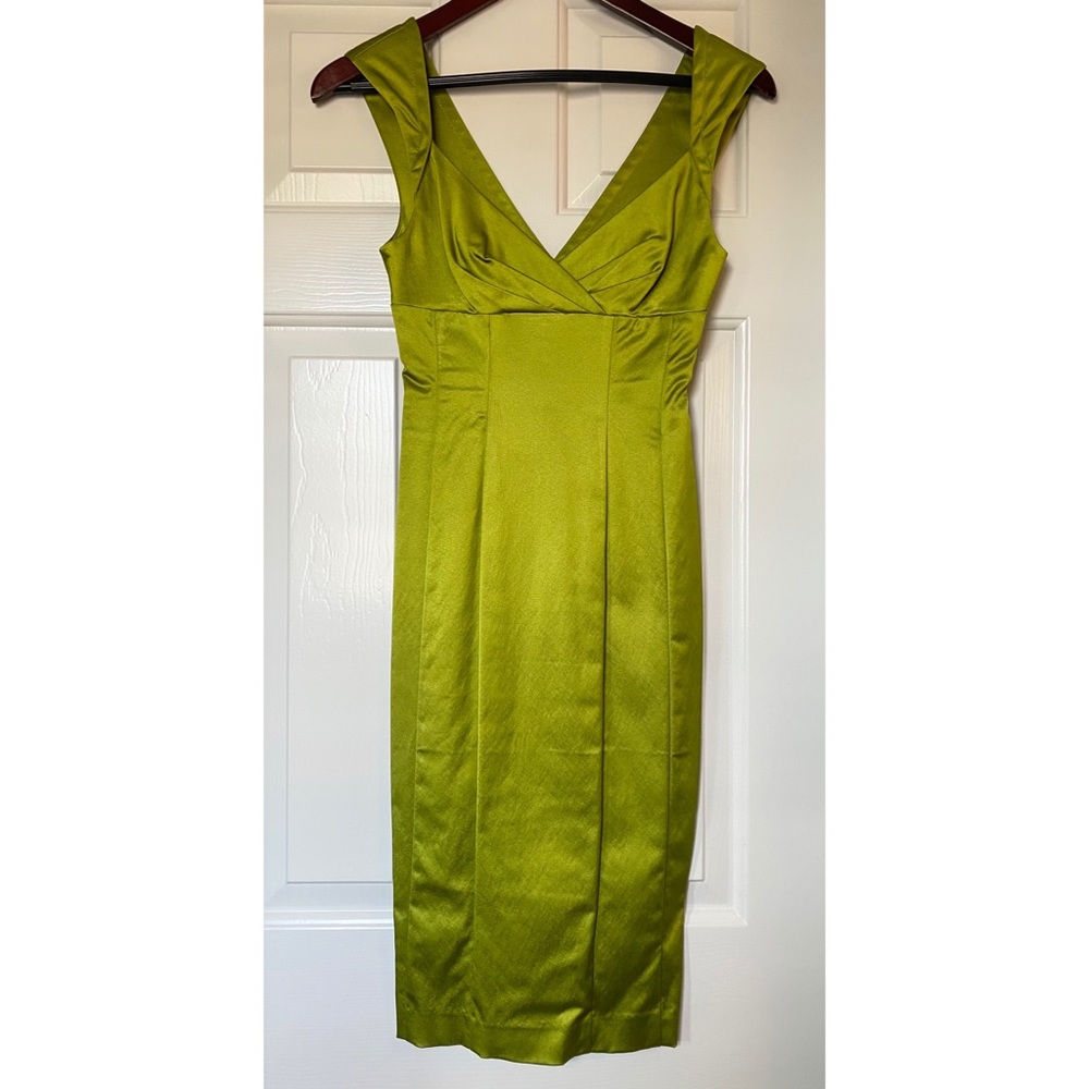 Bebe Green Satin Formal Dress